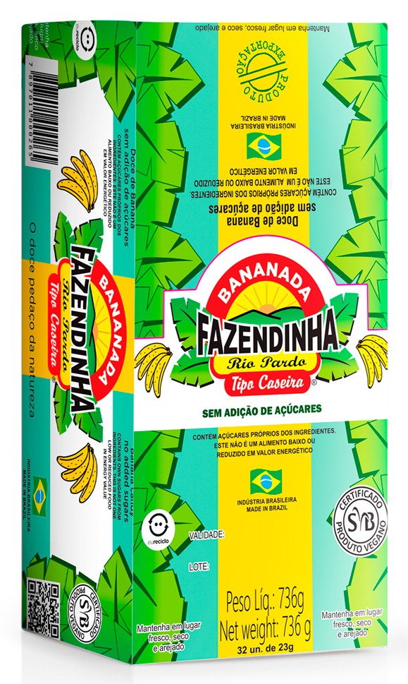 Display da Bananada sem adição de açúcar